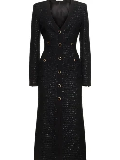 Vestito midi con scollo a V e paillettes
