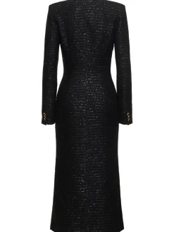 Vestito midi con scollo a V e paillettes