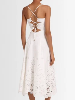 Vestito midi in cotone con ricami
