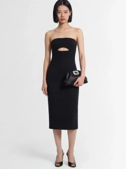 Vestito midi in crepe di lana