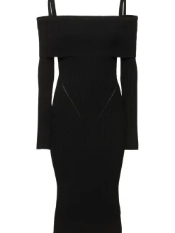 Vestito midi in maglia a costine