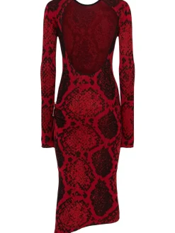 Vestito midi in misto viscosa stampa pitone