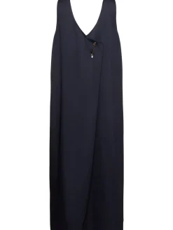 Vestito midi in raso con spilla