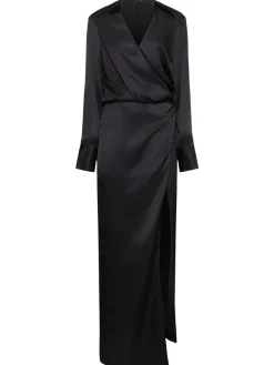 Vestito midi in raso drappeggiato