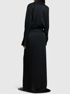 Vestito midi in raso drappeggiato