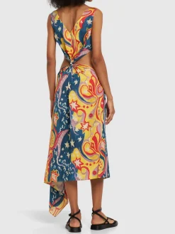 Vestito midi in raso envers stampato