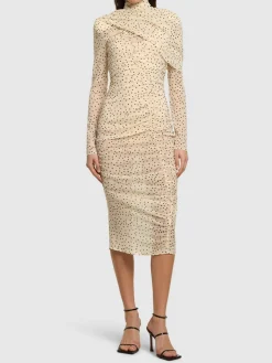 Vestito midi in seta stretch drappeggiata