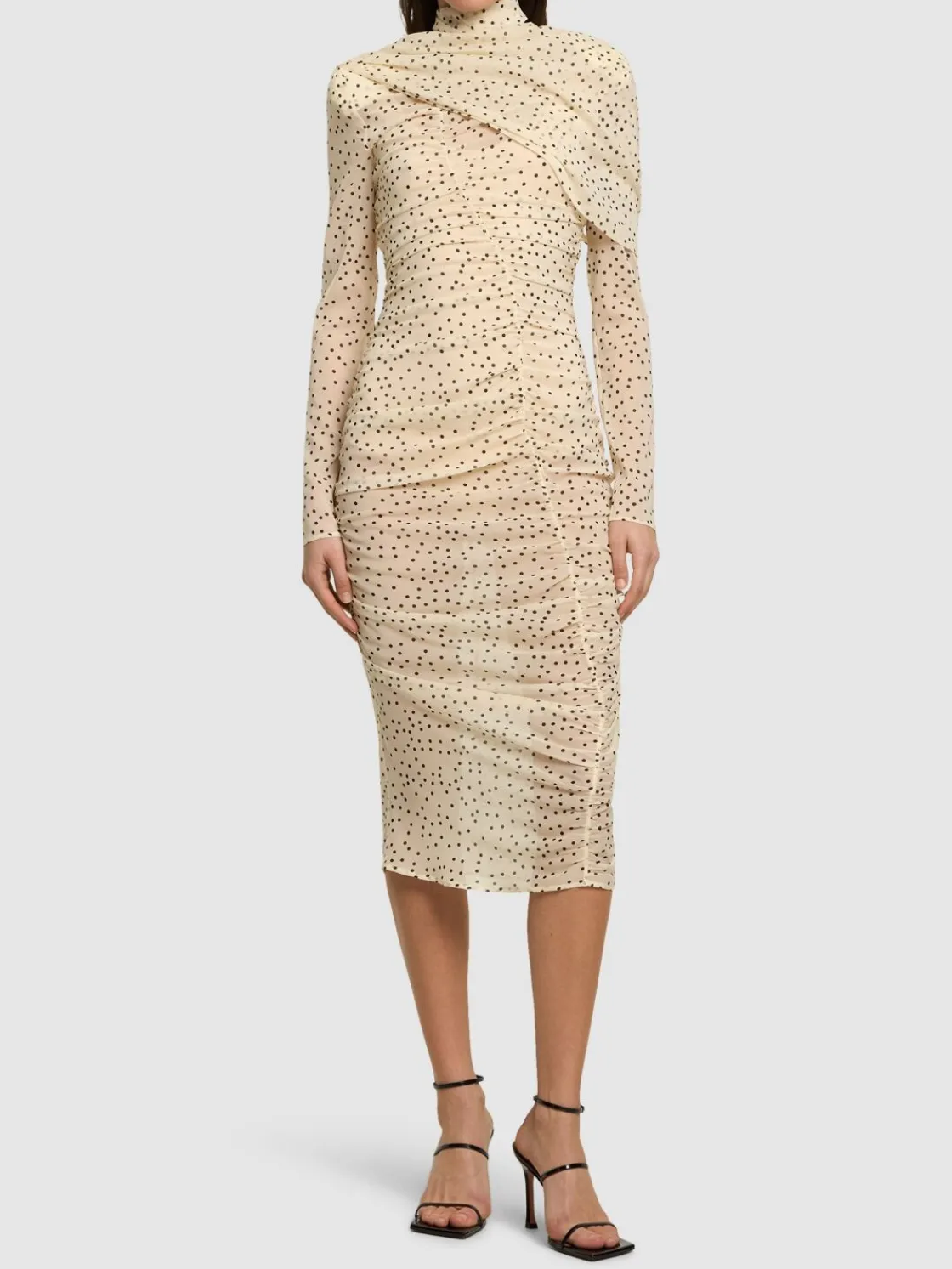 Vestito midi in seta stretch drappeggiata
