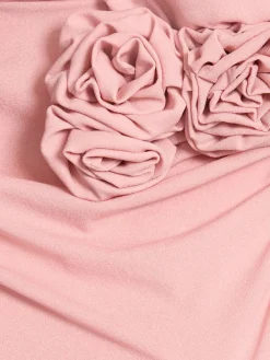 Vestito midi in seta trasparente con rose