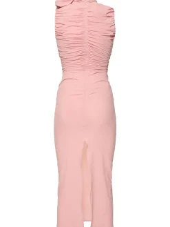 Vestito midi in seta trasparente con rose