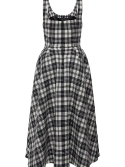 Vestito midi in tartan di lana