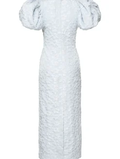 Vestito midi Ruby jacquard con maniche a sbuffo