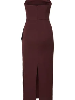 Vestito midi senza spallini con ruches