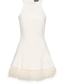 Vestito mini in cady con piume