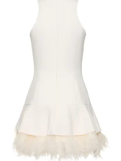 Vestito mini in cady con piume