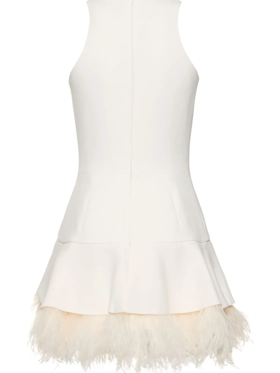 Vestito mini in cady con piume