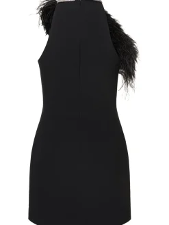 Vestito mini in cady con piume