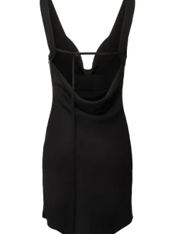 Vestito mini in cotone e lino drappeggiato