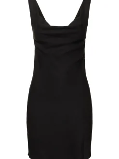 Vestito mini in cotone e lino drappeggiato