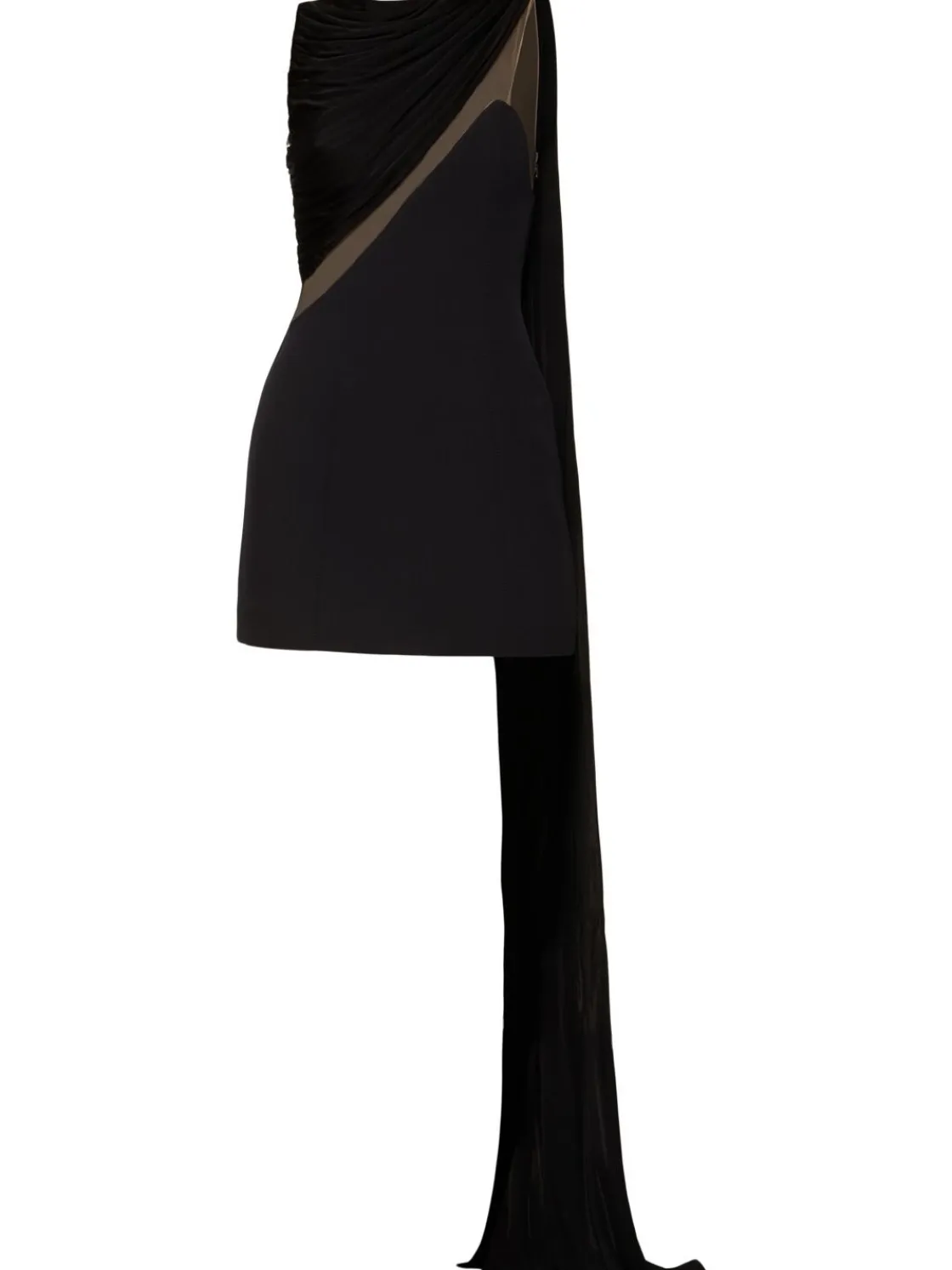 Vestito mini in tulle e jersey fluido drappeggiato