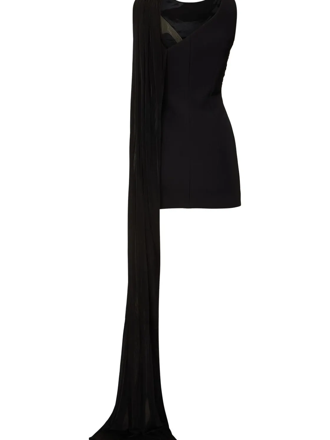Vestito mini in tulle e jersey fluido drappeggiato