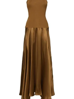 Vestito senza spalline Illi in raso e jersey