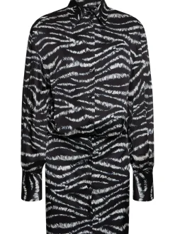 Vestito Silvye in raso con stampa zebra