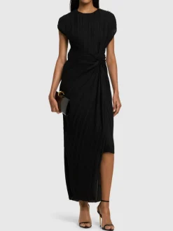 Vestito smanicato con dettaglio arricciato