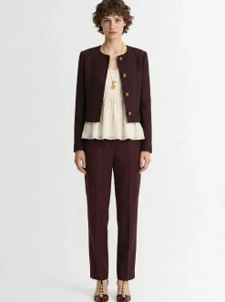 Wool crepe straight pants