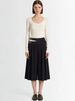 Wool gabardine shorts